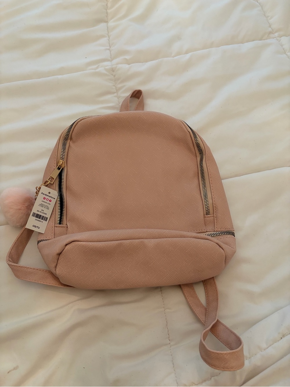 Ardene Blush Pink Mini Backpack with Gold Zippers